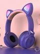 Бездротові навушники Epik ZW-028 Bluetooth 5.0/AUX/MicroSD зі світними котячими вушками для дітей Violet - зображення 1