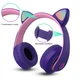 Беспроводные наушники Epik KD-58 Bluetooth 5.0/AUX/MicroSD со светящимися кошачьими ушками для детей Violet - зображення 4