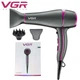 Професійний фен Professional VGR-2200W з дифузором та концентратором, іонізація, 3 режими Чорний з Фіолетовим - зображення 8