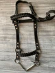 Вуздечка для коня Horse Stall з трензелем шкіряна з плетінням коса чорна - зображення 3