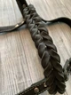 Вуздечка для коня Horse Stall з трензелем шкіряна з плетінням коса чорна - зображення 7