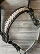 Уздечка для лошади Horse Stall с трензелем кожаная украшена плетением коса черная - изображение 3