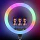 Кольцевая светодиодная RGB лампа LED Lux 56 см MJ56 с тройным зажимом для телефона для селфи и пультом - изображение 2