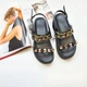 Модные женские босоножки на платформе черные с цепями и шипами Fashion A08 37 - изображение 5