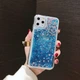 Чехол Glitter для Iphone 11 Pro бампер жидкий блеск Синий - изображение 1