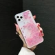 Чехол Glitter для Iphone 11 Pro бампер жидкий блеск Сердце Розовый - изображение 1