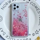 Чехол Glitter для Iphone 11 бампер жидкий блеск Сердце Розовый - изображение 3