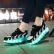 Роликовые кроссовки для девочек с LED подсветкой белые с черным на 2-х колёсах (LR 1238) 30(19см) - изображение 5