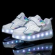 Роликовые кроссовки для девочек с LED подсветкой белые на 2-х колесах (LR 1248) 32(20,5см) - изображение 3