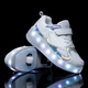 Роликовые кроссовки для девочек с LED подсветкой белые на 2-х колесах (LR 1248) 32(20,5см) - изображение 4