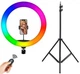 Кольцевая лампа MJ26 RGB 33см (разноцветная) + штатив 2м + Bluetooth кнопка - изображение 1