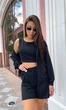 Летний женский спортивный костюм топ шорты и кофта KML 572 L (46-48) Черный (К - 572/3 B) - изображение 2
