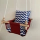 Детская качеля Infancy Синий зигзаг, Бордовая основа - изображение 3