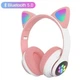 Беспроводные наушники с кошачьими ушками LED подсветкой Bluetooth CATear VZV-23M Розовый - изображение 2