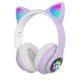 Детские беспроводные bluetooth наушники Cat STN-23M с кошачьими ушками и LED RGB подсветкой Фиолетовые - изображение 1