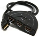 Перемикач HDMI-інтерфейсу Cablexpert HDMI - 3хHDMI V 1.4 (M/F), 0.5 м, чорний (DSW-HDMI-35) блістер - зображення 1