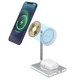 Беспроводное зарядное устойство 2 в 1 MagSafe док станция Magnetic Wireless Charging Stand для iPhone 12, 12 Pro, 12 Pro Max, 12 Mini, 13 AirPods Серебристый + Блок питания QC 3.0 - изображение 4
