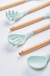Набор кухонных принадлежностей Cooking Easy силиконовый с бамбуковой ручкой мятний цвет 11 предметов - изображение 3