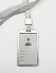 Бейджик на ленте Silver Metallic, серебристый металлический вертикальный офисный бейдж на шею, бейджик на шнурке, Chansin (31270130) - изображение 1