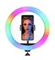 Кольцевая лампа RGB 33 см Ring Light + штатив 210 см Лампа для блогера и визажиста с держателем для телефона и штативом 2,1 метра круглая 33 см - изображение 2