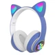 Бездротові навушники з котячими вушками та RGB підсвічуванням Cat VZV-23M Сині - зображення 1