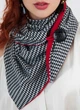 Шарф "Эдинбург" большой MyScarf теплый one size бело-черный с красной подкладкой - изображение 1