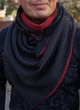 Шарф мужской "Эдинбург" большой MyScarf теплый one size темно-синий стеганный с красной подкладкой на пуговице - изображение 4