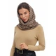 Шарф женский "Эдинбург" большой MyScarf теплый one size коричневый с принтом гусиная лапка на бежевой подкладке с кольцами - изображение 2