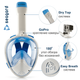 Маска для плавания Seagard Easybreath-II L/XL полнолицевая с креплением для камеры Белый с синим - изображение 2