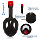 Маска для плавания Seagard Easybreath-II S/M с 4 клапанами и креплением для камеры полнолицевая панорамная сферическая линза с обзорностью 180° Черная с красным - изображение 3