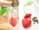Ситечко для заварювання чаю Tea Strainer "Полуниця", силіконове, червоне - зображення 4