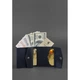 Кожаный женский кошелек из натуральной кожи Краст компактный кошелек двойного сложения с монетницей темно-синий 59810 - изображение 2
