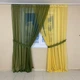 Комплект шифоновых тюлей TG Home №425 2шт. 3*2,70м и подхваты зелёный+жёлтый - изображение 1