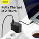 Блок питания Baseus GaN2 100W Quick Charge 5.0 |1xType-C, QC/PD, 5A| + кабель USB-C 100W для MacBook/Huawei/Samsung/Asus/Google/Lenovo black - изображение 6