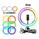 Кольцевая светодиодная цветная лампа RGB LED MJ26 Набор блогера селфи кольцо со штативом Мультиколор 26 см - изображение 5