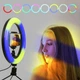 Кольцевая светодиодная цветная лампа RGB LED MJ26 Набор блогера селфи кольцо со штативом Мультиколор 26 см - изображение 6