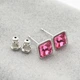 Сережки Xuping з кристалами Swarovski 21402 розмір 7х7 мм колір рожевий позолота Біле Золото - зображення 5