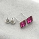 Сережки Xuping з кристалами Swarovski 21402 розмір 7х7 мм колір фуксія позолота Біле Золото - зображення 5