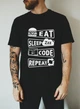 Футболка Stedman Для Айтишника / Программиста Eat Sleep Code Repeat XS Черная - изображение 1