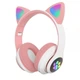 Беспроводные детские MP3 Наушники Кошачьи ушки с подсветкой с MicroSD с FM-Радио Cat Ear STN-28 Розовые - изображение 3