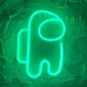 Настенный неоновый светильник-ночник Among Us Neon Decoration Lamp Астронавт (26х18 см, амонг ас) - Зеленый - изображение 1