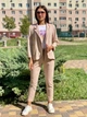 Женский костюм с пиджаком из трикотажа 2-нитка Poliit 7195 бежевый 40 - изображение 1