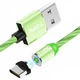 Светящийся магнитный кабель зарядки TOPK AM67 LED 1m 2.4A Type-C Green - изображение 1