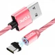 Светящийся магнитный кабель зарядки TOPK AM67 LED 1m 2.4A Type-C Pink - изображение 1
