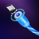 Светящийся магнитный кабель зарядки TOPK AM67 LED 1m 2.4A Type-C Blue - изображение 6