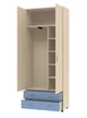 Шкаф KidsBunkBed Ш04 дуб молочный терра голубая 2160х880х430 мм - изображение 3