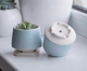 Керамический горшок для растений Mini Plant маленького размера 6,3х6,4см Трапеция Голубой - изображение 4