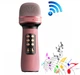 Беспроводной караоке микрофон для дуэта Wster WS898, USB, microSD, AUX, FM, Bluetooth, TWS, розовый - изображение 1