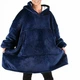 Плед толстовка двухсторонняя халат с капюшоном и рукавами флисовый Huggle Hoodie Blanket 3-в-1 Унисекс Синий One Size (D-2019091215) - изображение 2