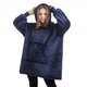 Плед толстовка двухсторонняя халат с капюшоном и рукавами флисовый Huggle Hoodie Blanket 3-в-1 Унисекс Синий One Size (D-2019091215) - изображение 3